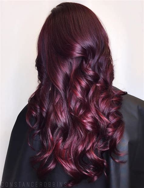 maroon color highlights|maroon highlights on brown hair.